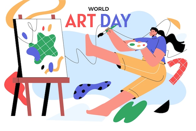 Vector gratuito fondo plano del día mundial del arte