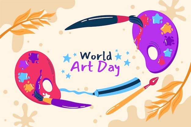 Vector gratuito fondo plano del día mundial del arte