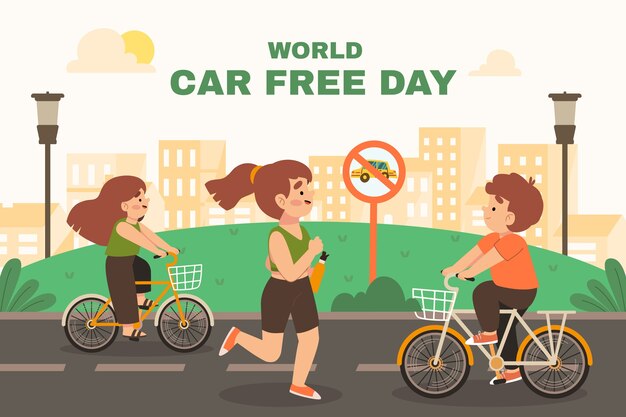 Fondo plano para el día mundial sin automóviles