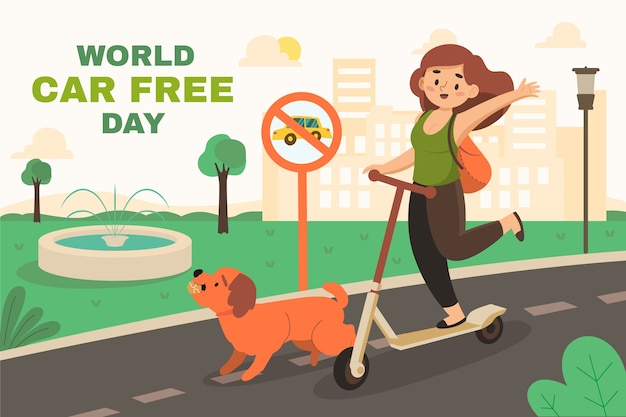 Fondo plano para el día mundial sin automóviles