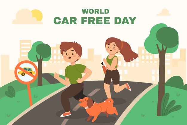 Fondo plano para el día mundial sin automóviles