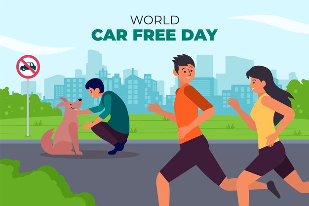 Fondo plano para el día mundial sin automóviles