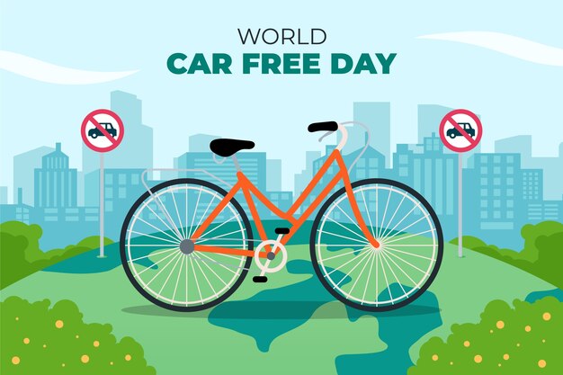 Fondo plano para el día mundial sin automóviles
