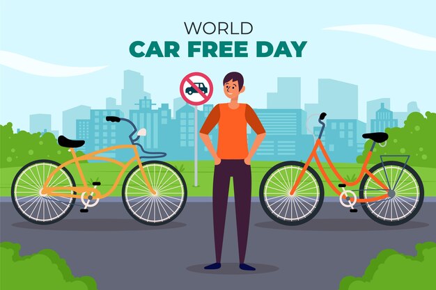 Fondo plano para el día mundial sin automóviles
