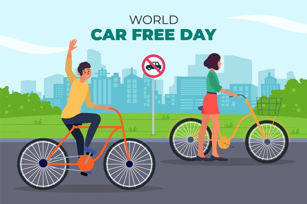 Fondo plano para el día mundial sin automóviles