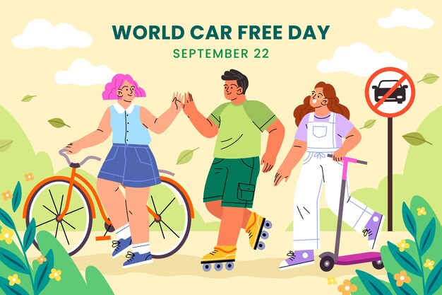 Fondo plano para el día mundial sin automóviles