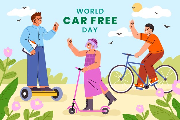 Fondo plano para el día mundial sin automóviles