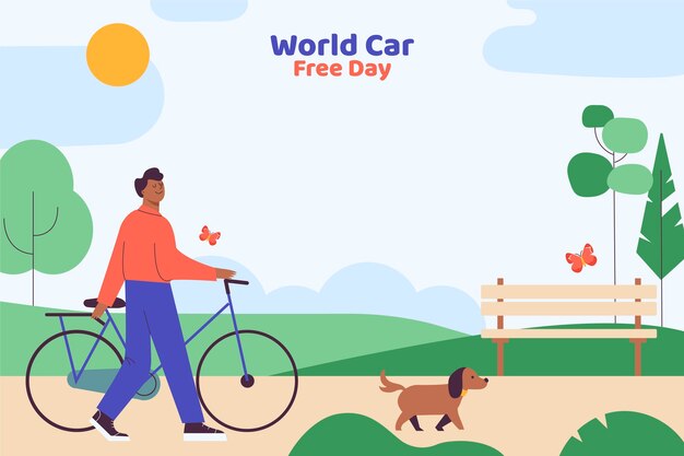 Fondo plano para el día mundial sin automóviles