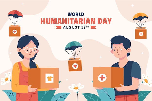 Fondo plano para el día mundial de la ayuda humanitaria