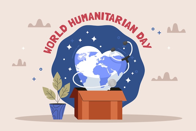 Vector gratuito fondo plano para el día mundial de la ayuda humanitaria