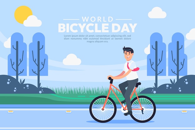 Fondo plano del día mundial de la bicicleta