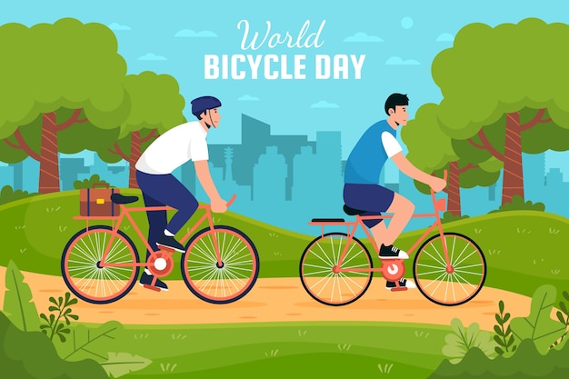 Fondo plano del día mundial de la bicicleta