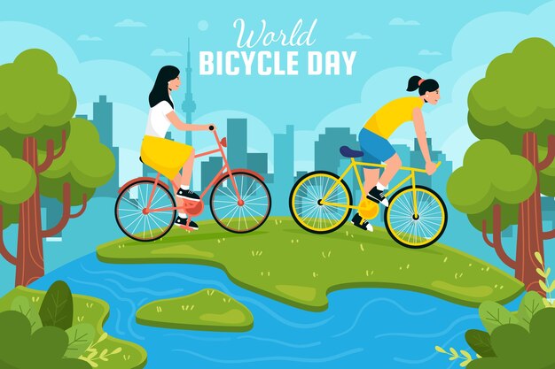 Fondo plano del día mundial de la bicicleta