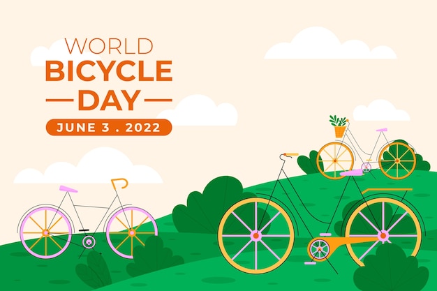 Vector gratuito fondo plano del día mundial de la bicicleta