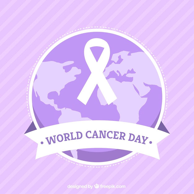 Vector gratuito fondo plano del día mundial del cáncer