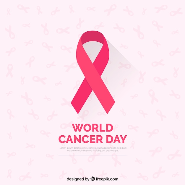 Vector gratuito fondo plano del día mundial del cáncer