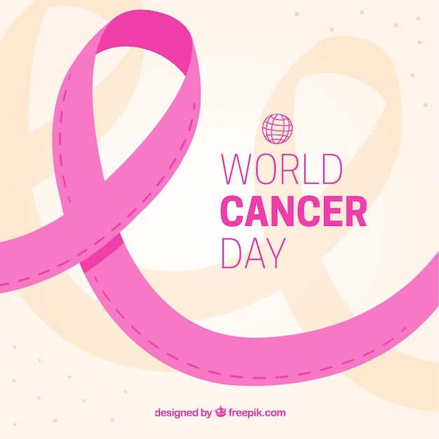 Vector gratuito fondo plano del día mundial del cáncer