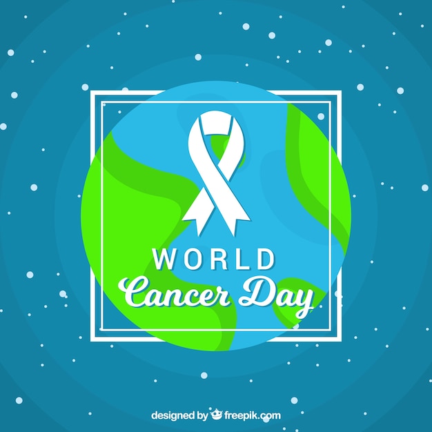 Vector gratuito fondo plano del día mundial del cáncer