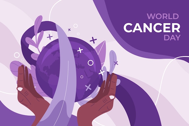 Vector gratuito fondo plano del día mundial del cáncer