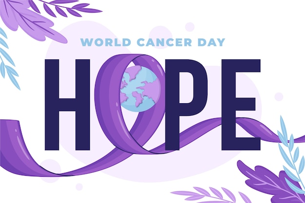 Vector gratuito fondo plano del día mundial del cáncer