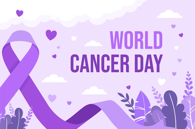 Vector gratuito fondo plano del día mundial del cáncer