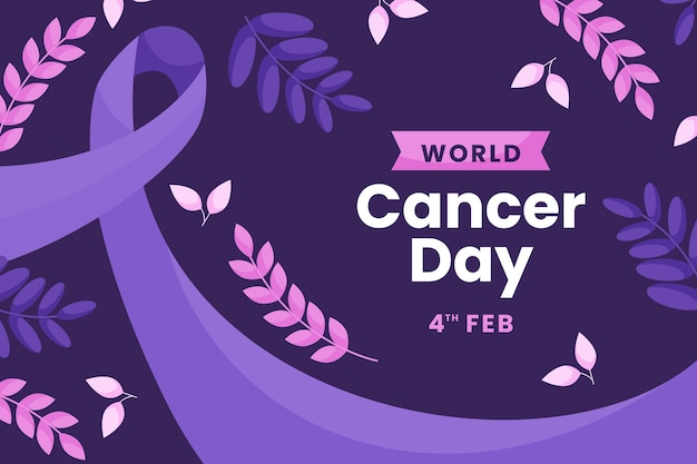 Vector gratuito fondo plano del día mundial del cáncer