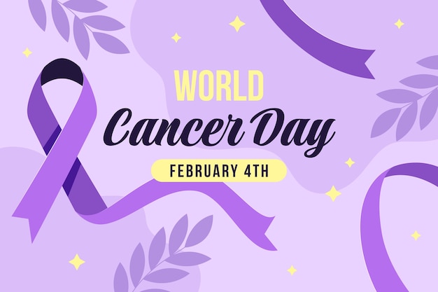 Vector gratuito fondo plano del día mundial del cáncer