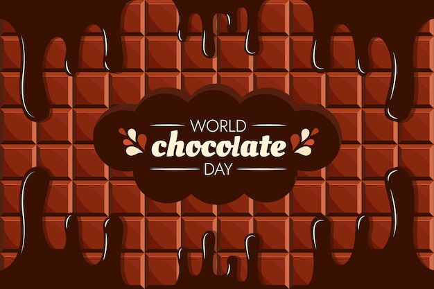 Fondo plano del día mundial del chocolate con chocolate