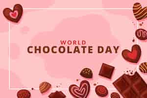 Vector gratuito fondo plano del día mundial del chocolate con dulces de chocolate
