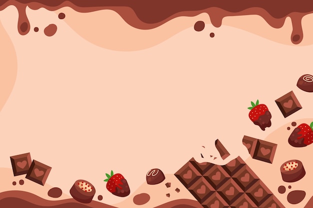 Vector gratuito fondo plano del día mundial del chocolate con dulces de chocolate