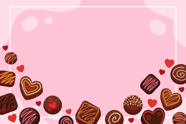 Vector gratuito fondo plano del día mundial del chocolate con dulces de chocolate