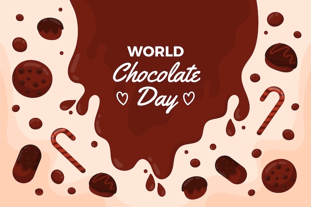 Fondo plano del día mundial del chocolate con golosinas de chocolate