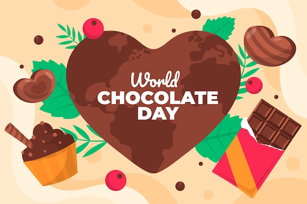 Vector gratuito fondo plano del día mundial del chocolate