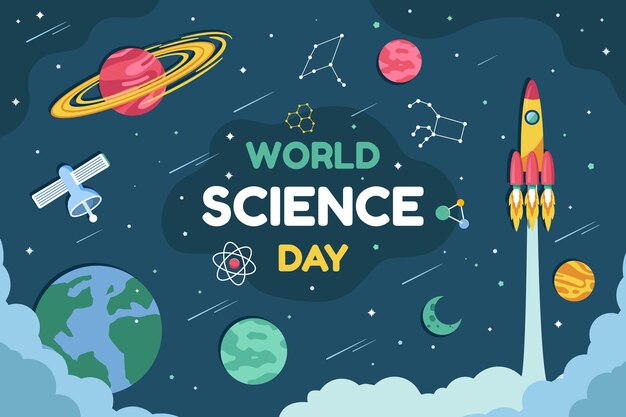 Fondo plano del día mundial de la ciencia