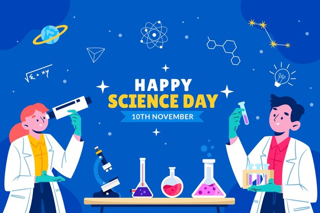 Fondo plano del día mundial de la ciencia