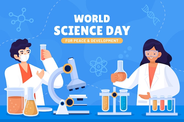 Fondo plano del día mundial de la ciencia