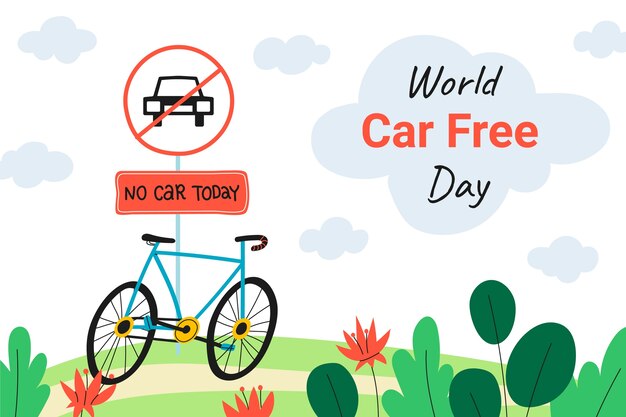 Fondo plano del día mundial sin coches