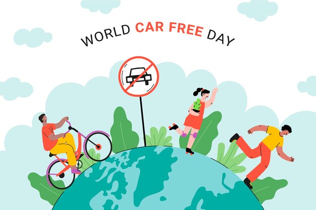 Fondo plano del día mundial sin coches
