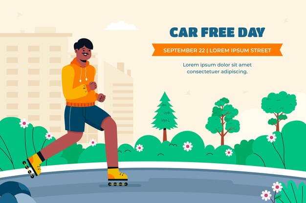 Vector gratuito fondo plano del día mundial sin coches