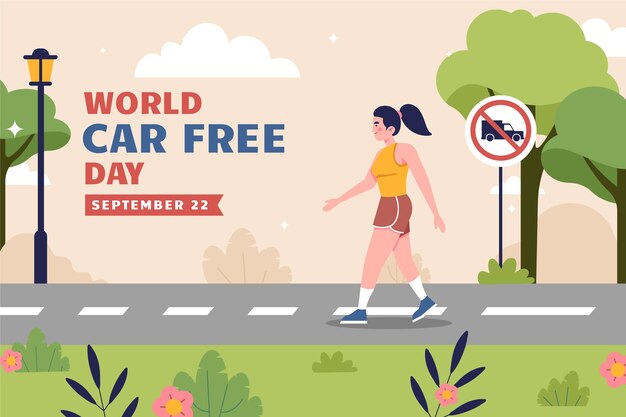Fondo plano del día mundial sin coches