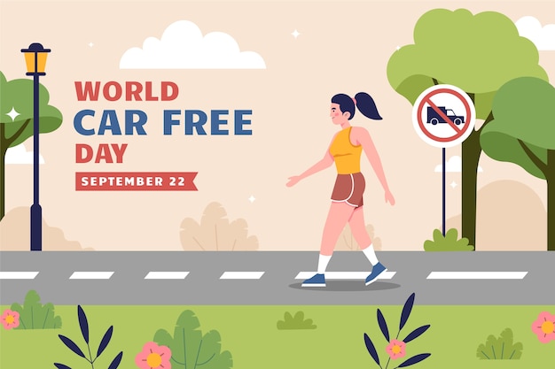 Fondo plano del día mundial sin coches