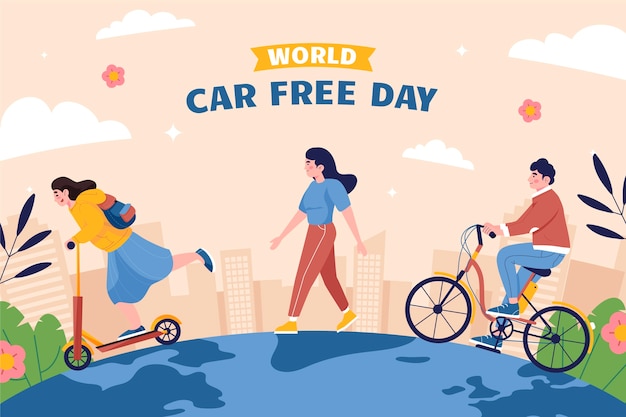 Fondo plano del día mundial sin coches