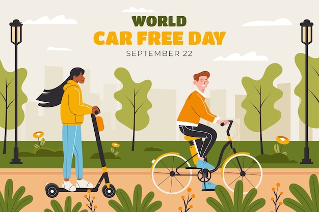 Fondo plano del día mundial sin coches