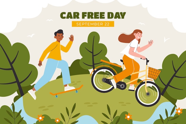 Fondo plano del día mundial sin coches