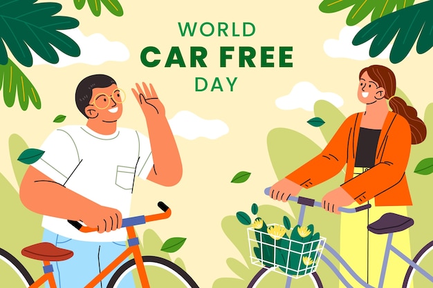 Fondo plano del día mundial sin coches