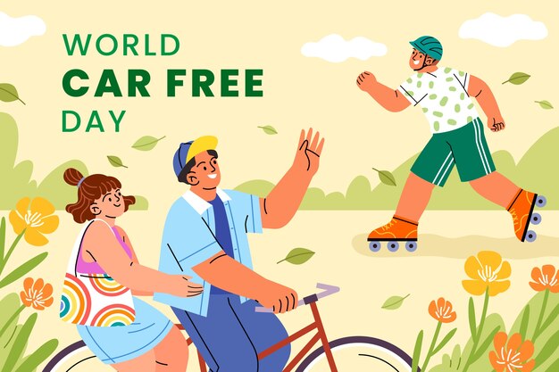 Fondo plano del día mundial sin coches