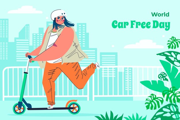 Fondo plano del día mundial sin coches