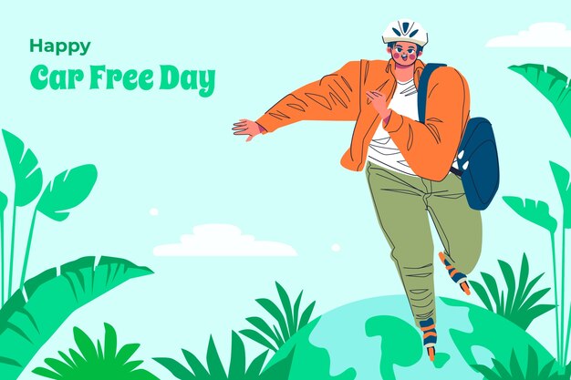 Fondo plano del día mundial sin coches