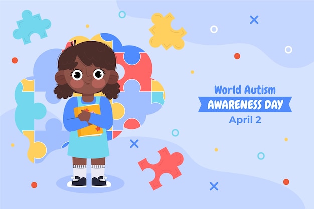 Vector gratuito fondo plano para el día mundial de concienciación sobre el autismo
