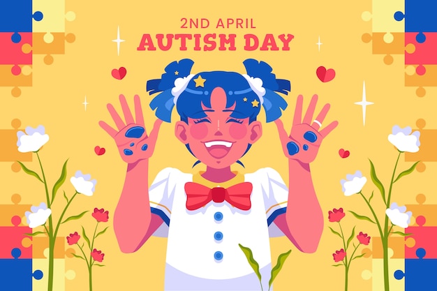 Vector gratuito fondo plano para el día mundial de concienciación sobre el autismo